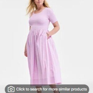 On 34th Women's L Lavender Pink Orchid Bouquet Mixed Media Full Midi Dress